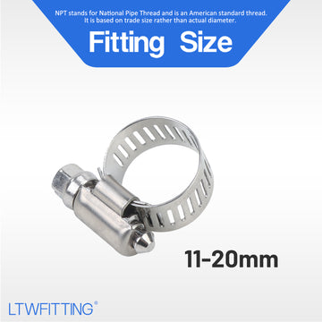 LTWFITTING 11-20mm Stainless Steel 316 Hose Clamp, Adjustable Worm Gear Clamps for Automotive Radiator Fuel Line Plumbing Intercooler and Mechanical Applications (Pack of 1500)